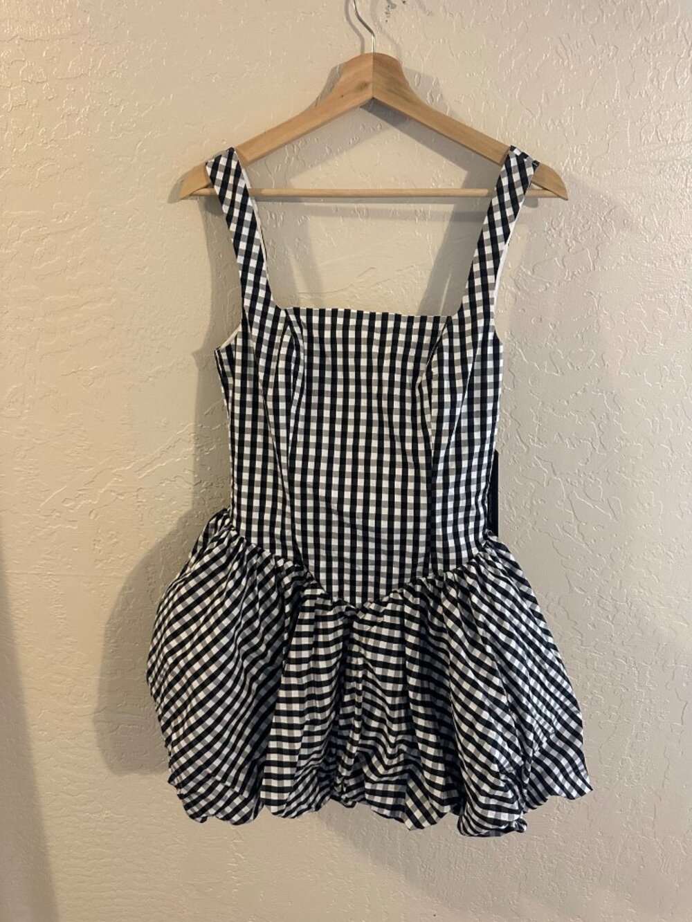 NWT Fashion Nova Luxe Austin Poplin Black & White Gingham Milkmaid Mini Dress - Picture 2 of 13